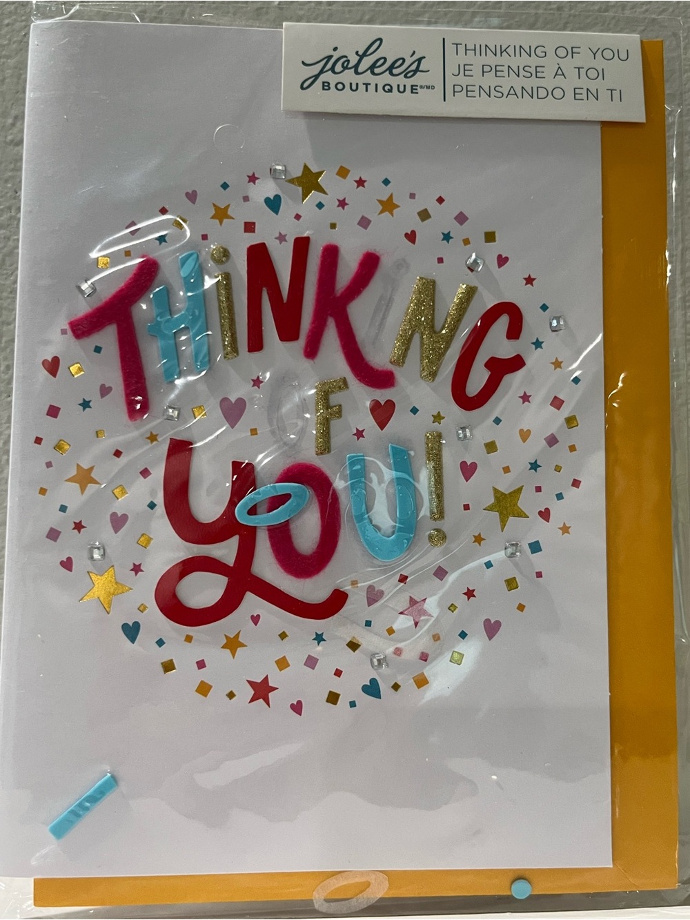 "Thinking of You" Pink & Red Greeting Card with envelope inside